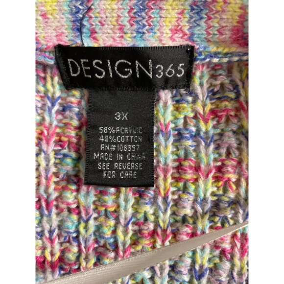 Design 365 Short Sleeve Puff Button Chunky Cardigan Crochet Rainbow Womens 3X - Picture 8 of 9